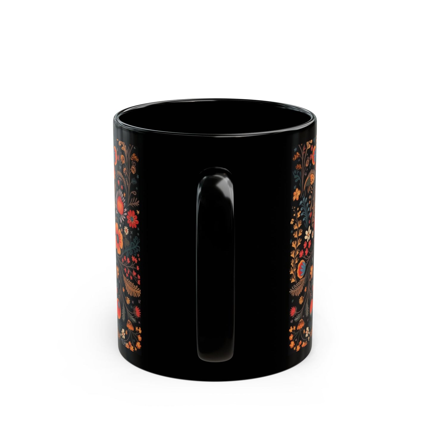 Coffee Black Floral Mug Design 1