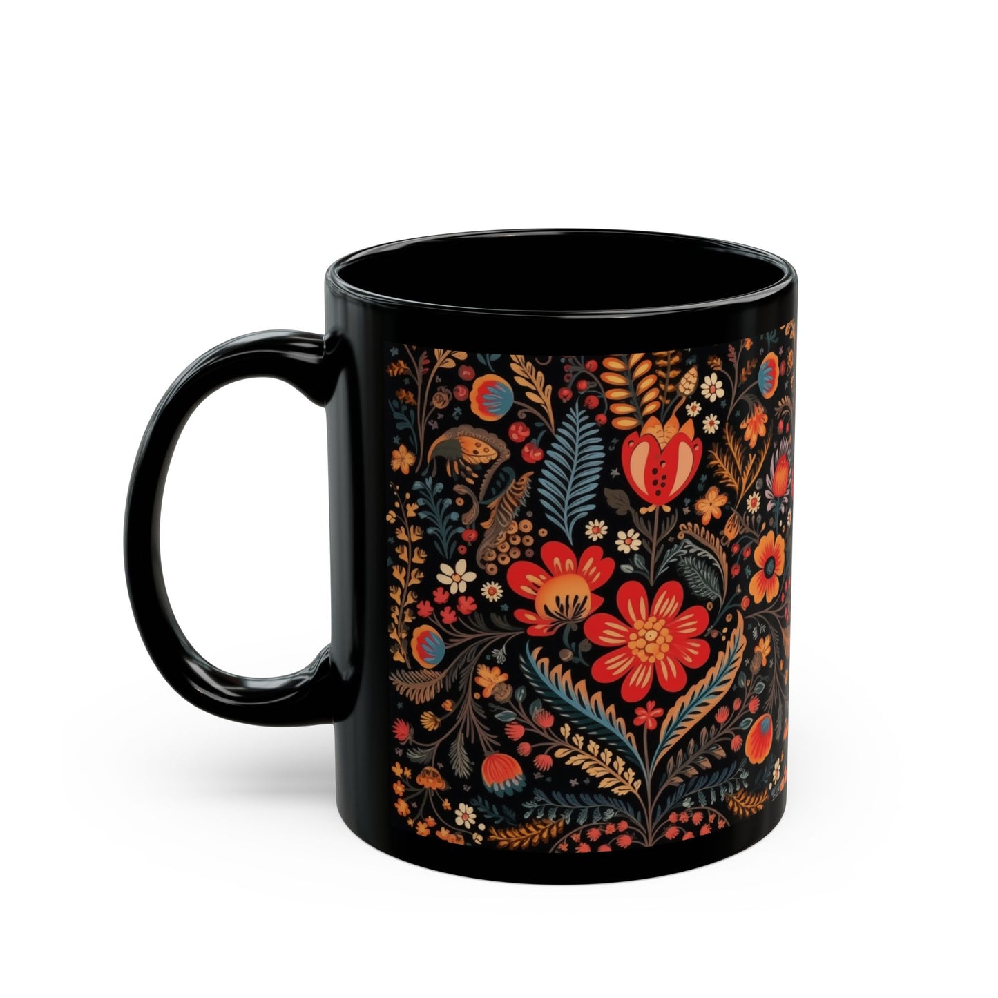 Coffee Black Floral Mug Design 1