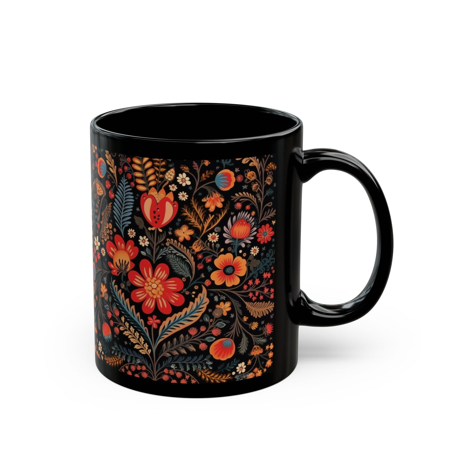Coffee Black Floral Mug Design 1
