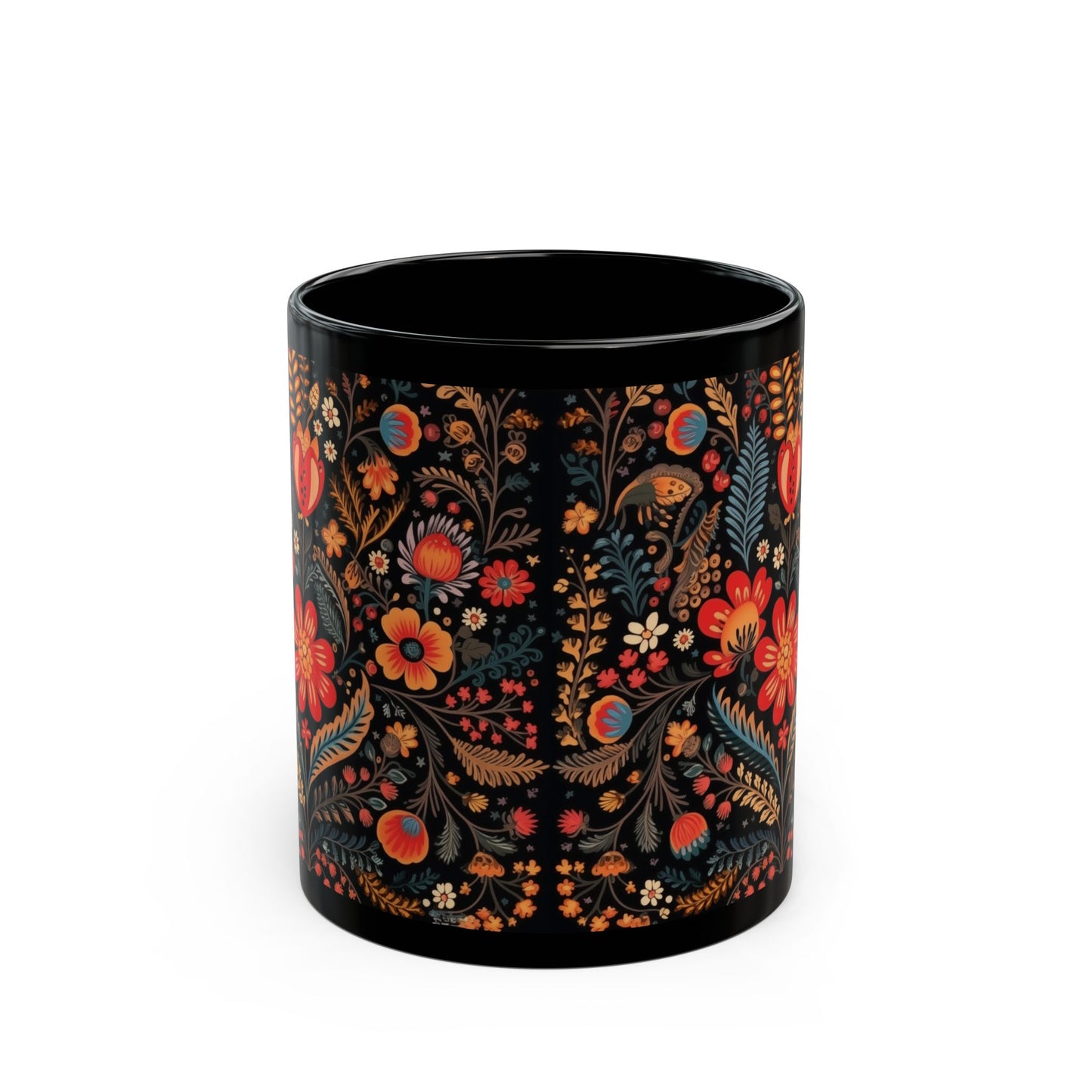 Coffee Black Floral Mug Design 1