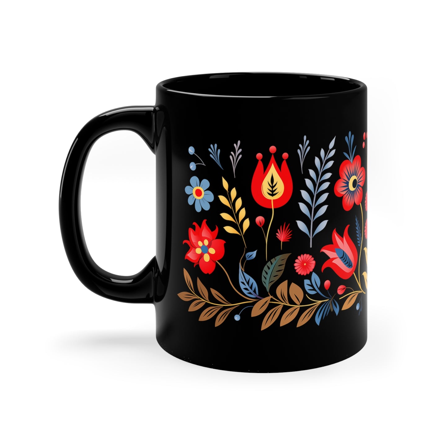 Black Floral Mug 4