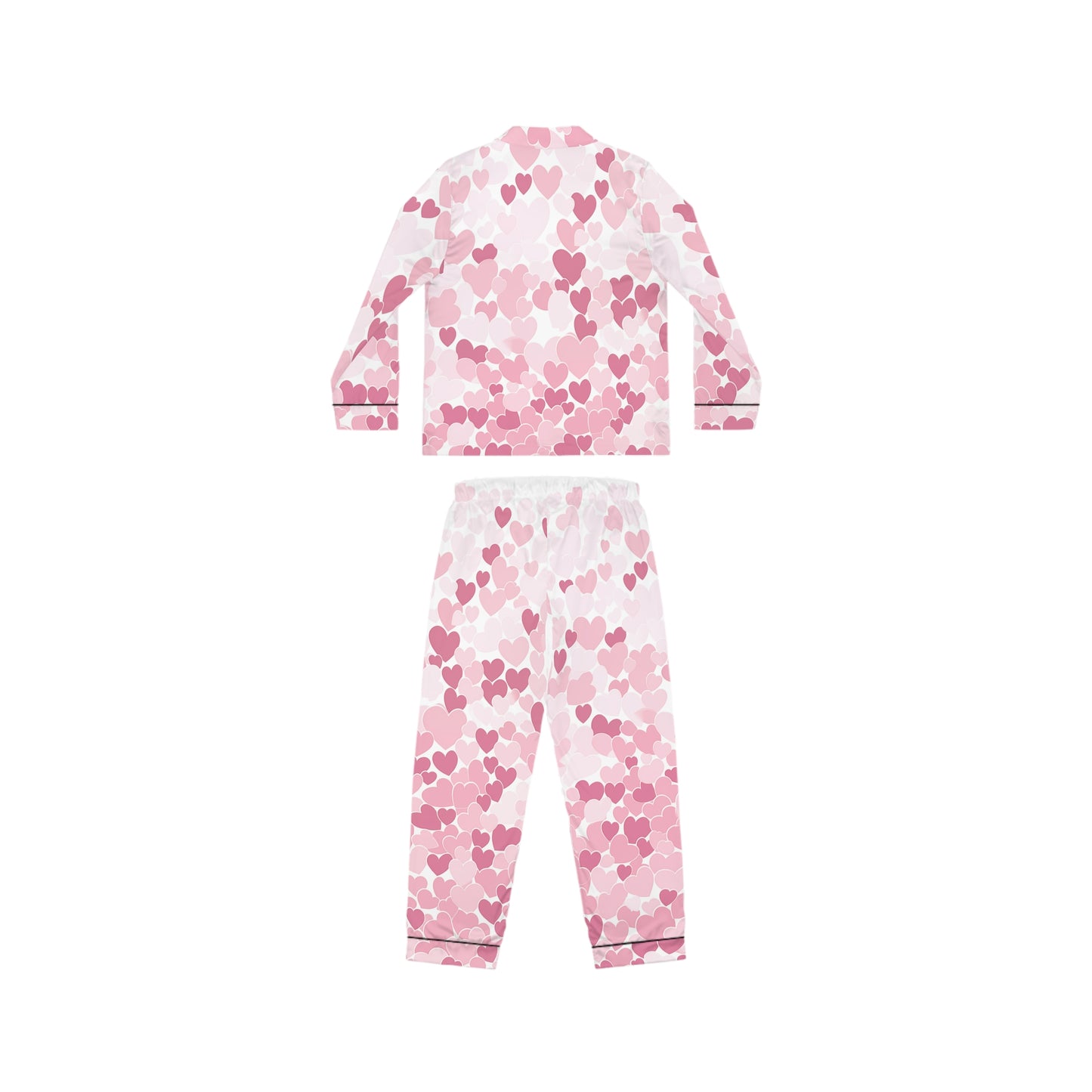 Heart Pattern Women's Satin Pajamas 4 (AOP)