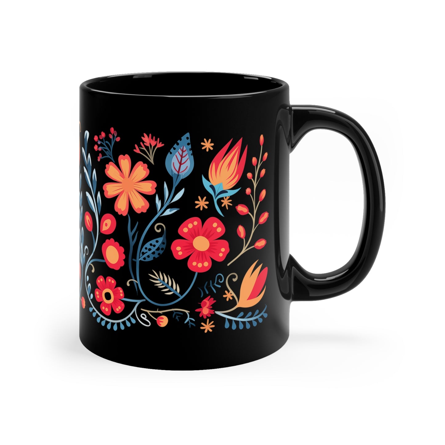 Black Floral Mug 1