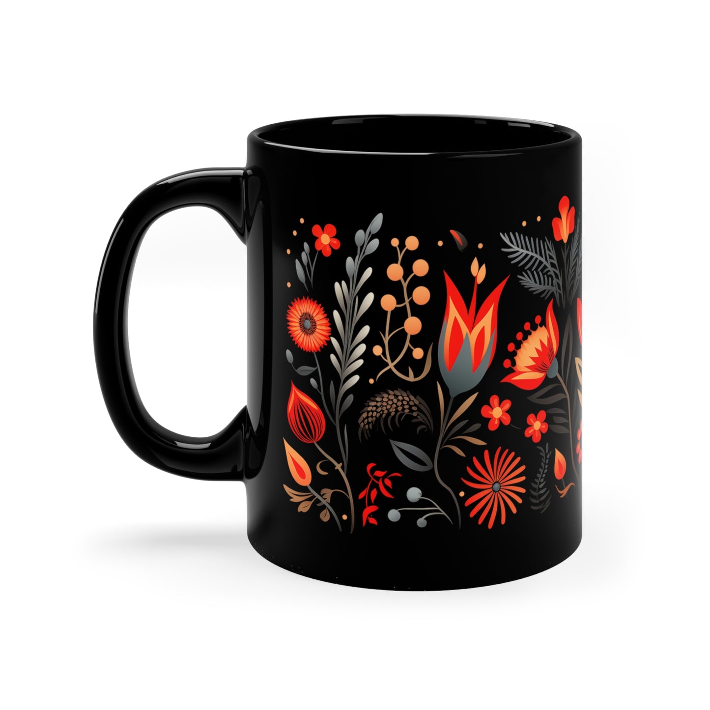 Black Floral Mug 2