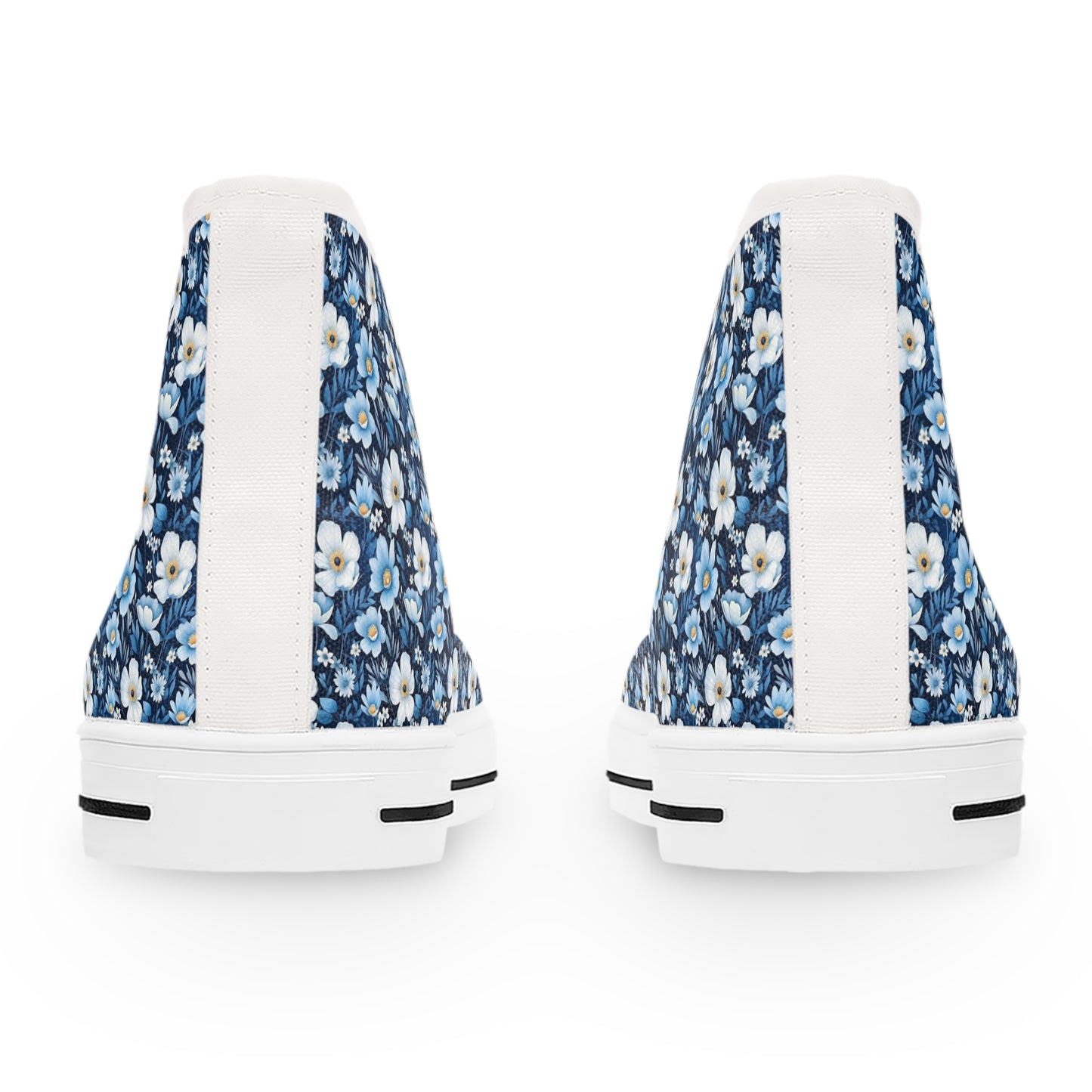 Women's Sneakers - Blue and White Spring Floral Design