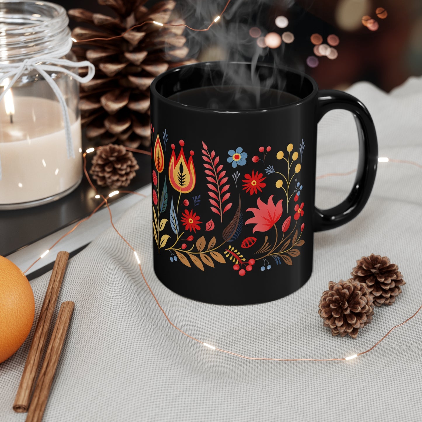 Black Floral Mug 4