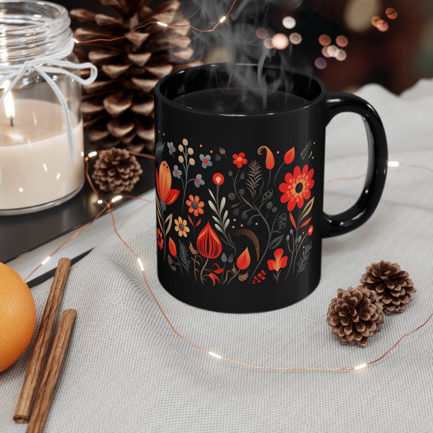 Black Floral Mug 2