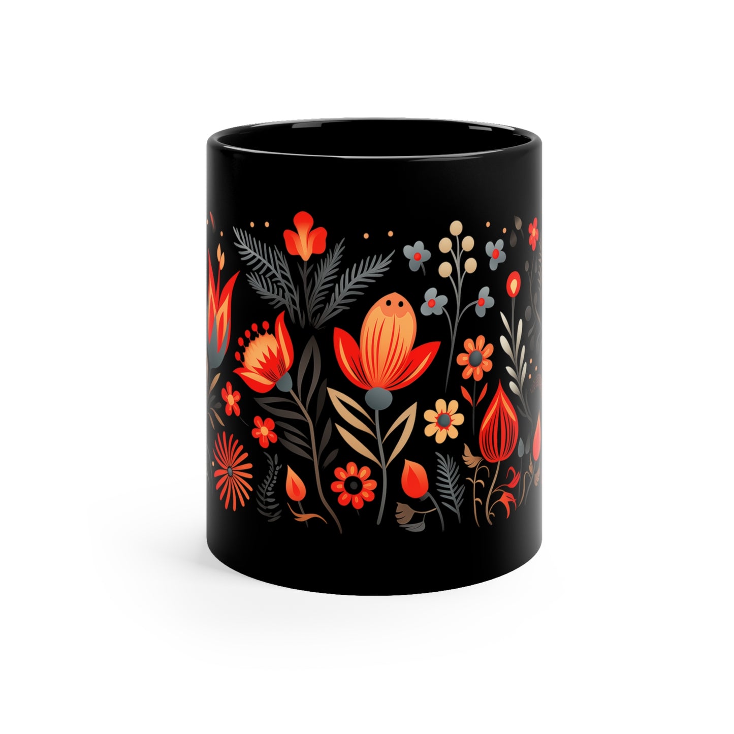 Black Floral Mug 2