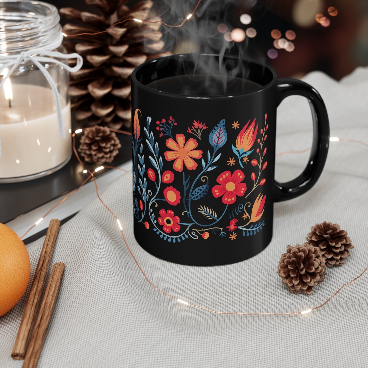 Black Floral Mug 1