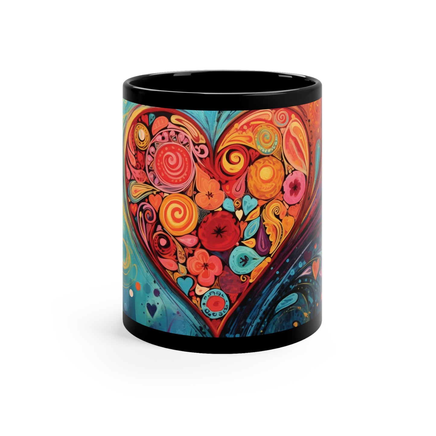 Coffee Mug Black 11oz  Hearts N Symbols Design