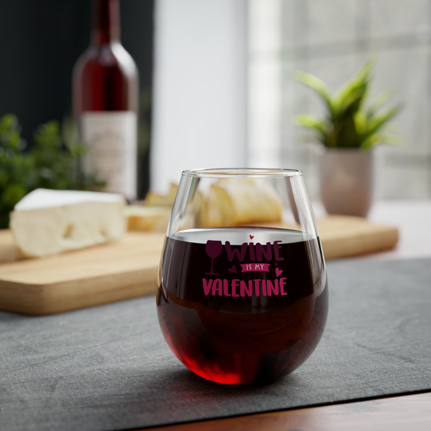 Wine is my Valentine Stemless Wine Glass, 11.75oz