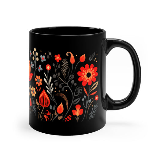 Black Floral Mug 2