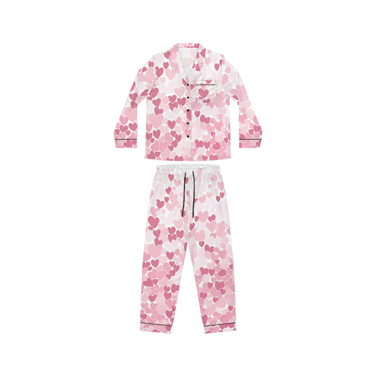 Heart Pattern Women's Satin Pajamas 4 (AOP)