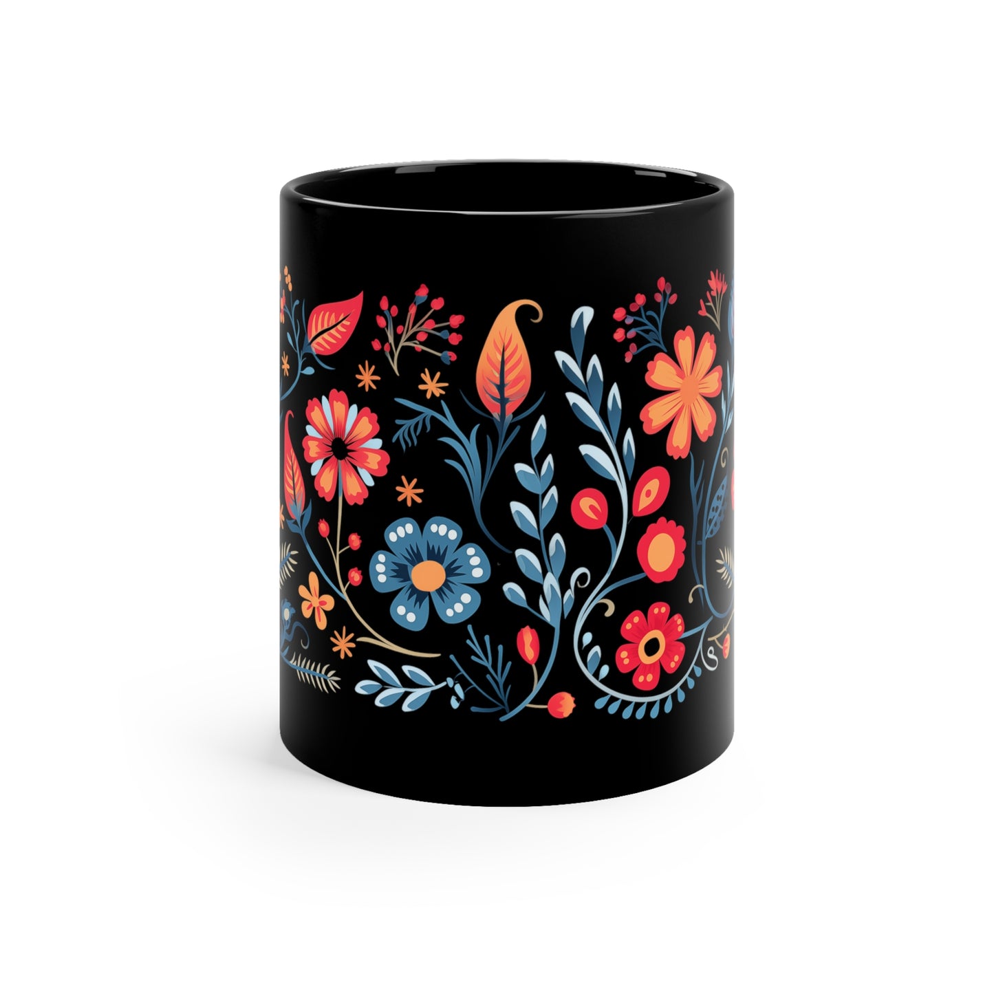 Black Floral Mug 1