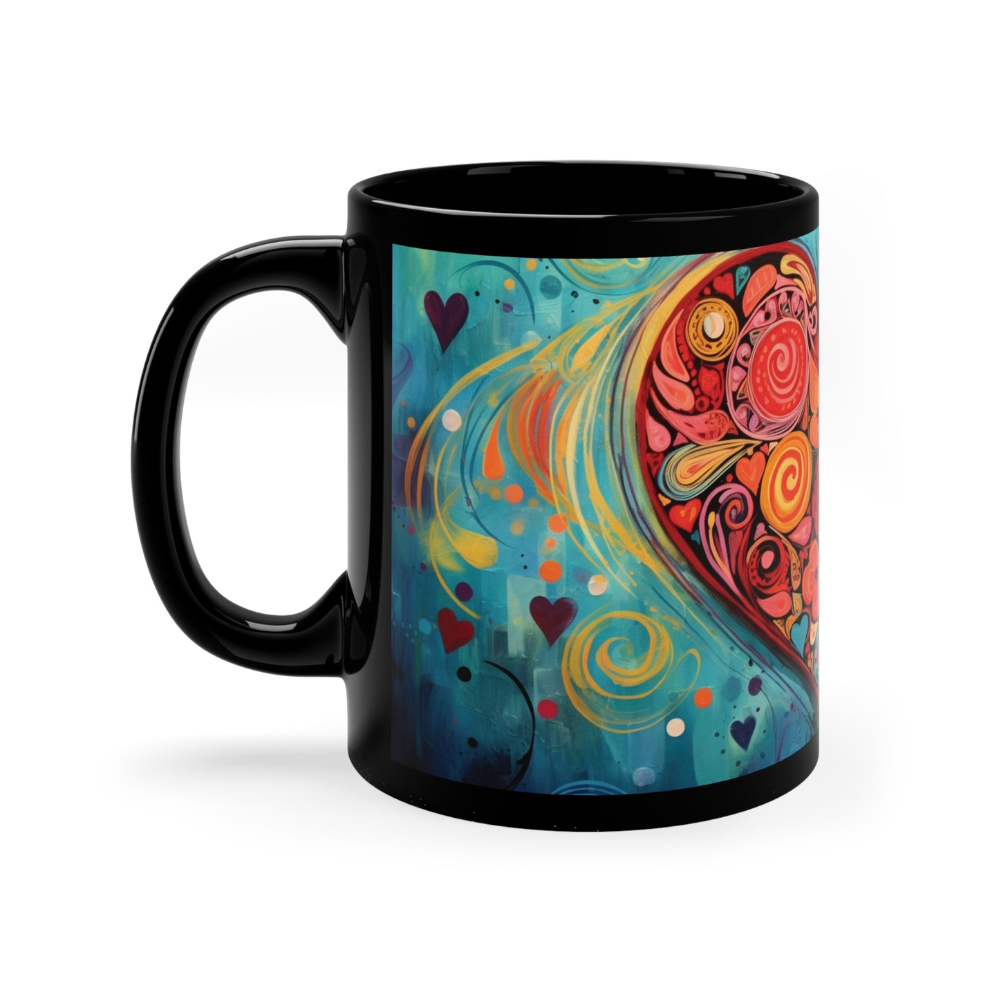 Coffee Mug Black 11oz  Hearts N Symbols Design