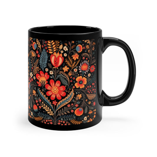 Coffee  Black Floral Mug Design 1