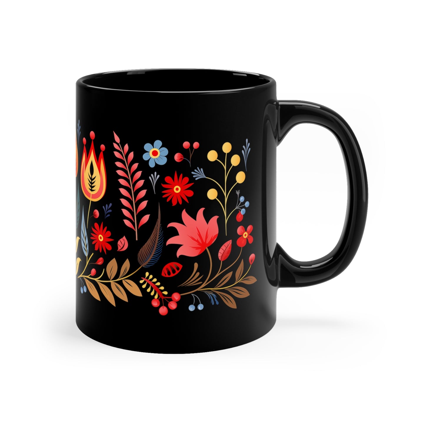 Black Floral Mug 4