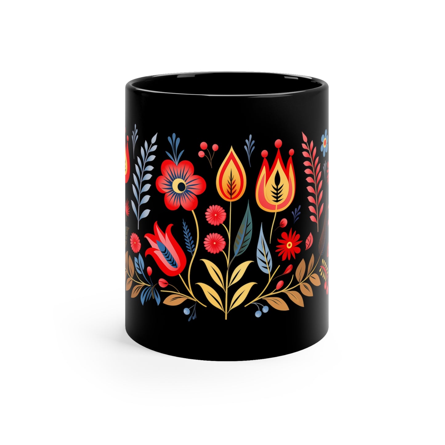 Black Floral Mug 4