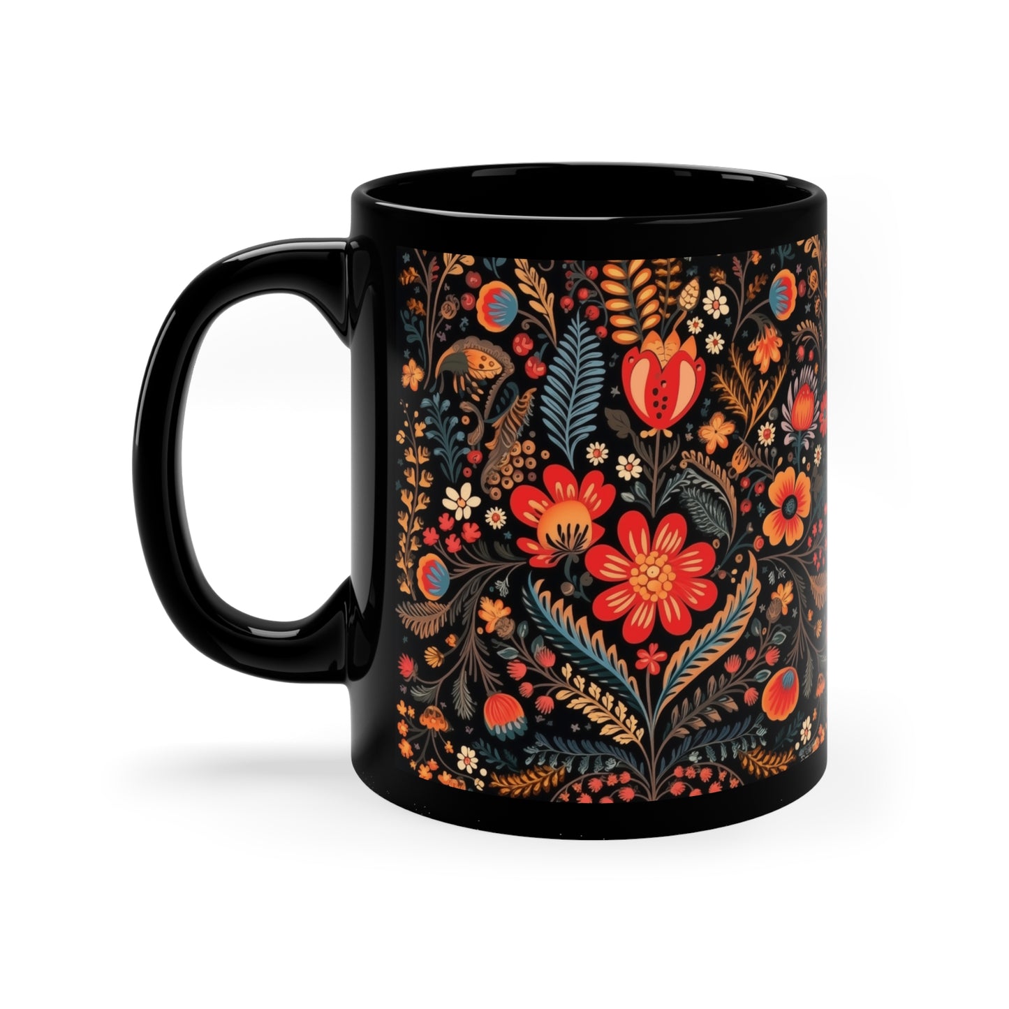 Coffee  Black Floral Mug Design 1