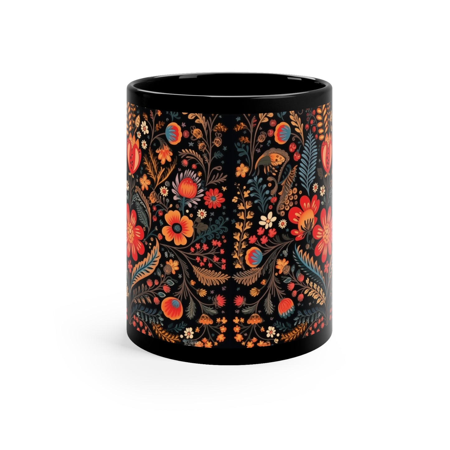 Coffee  Black Floral Mug Design 1