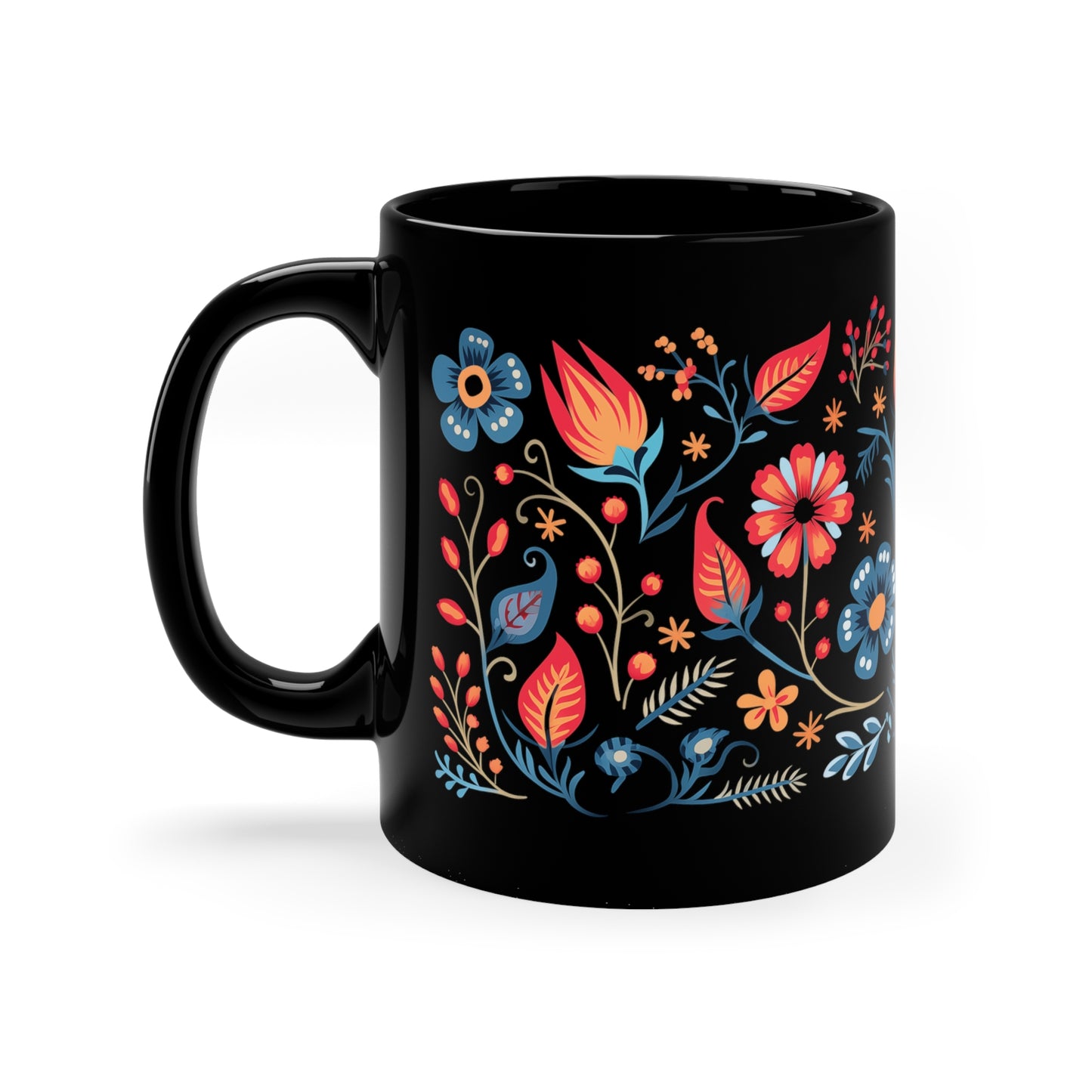 Black Floral Mug 1