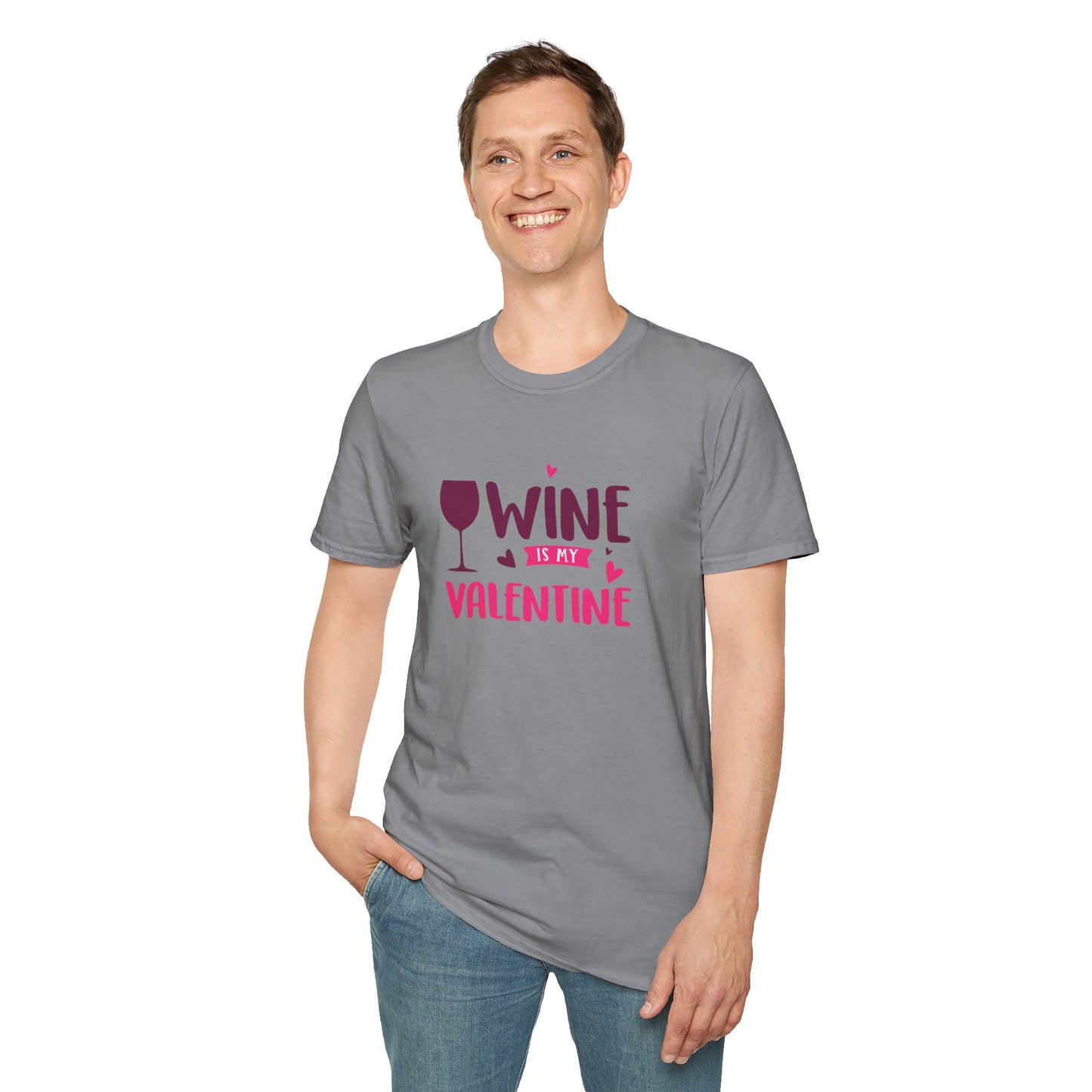 Wine is My Valentine Unisex Softstyle T-Shirt