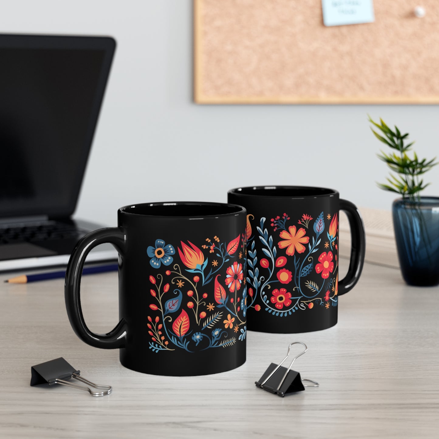 Black Floral Mug 1