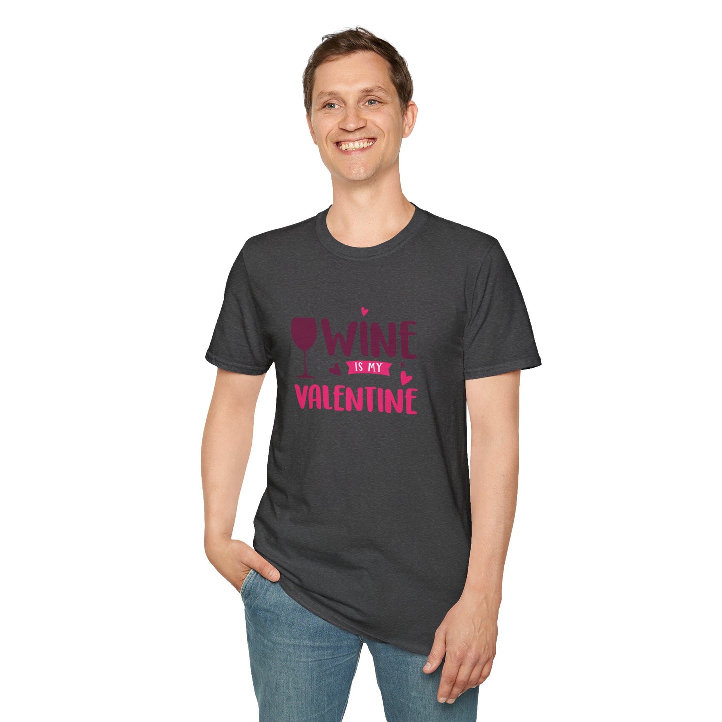 Wine is My Valentine Unisex Softstyle T-Shirt