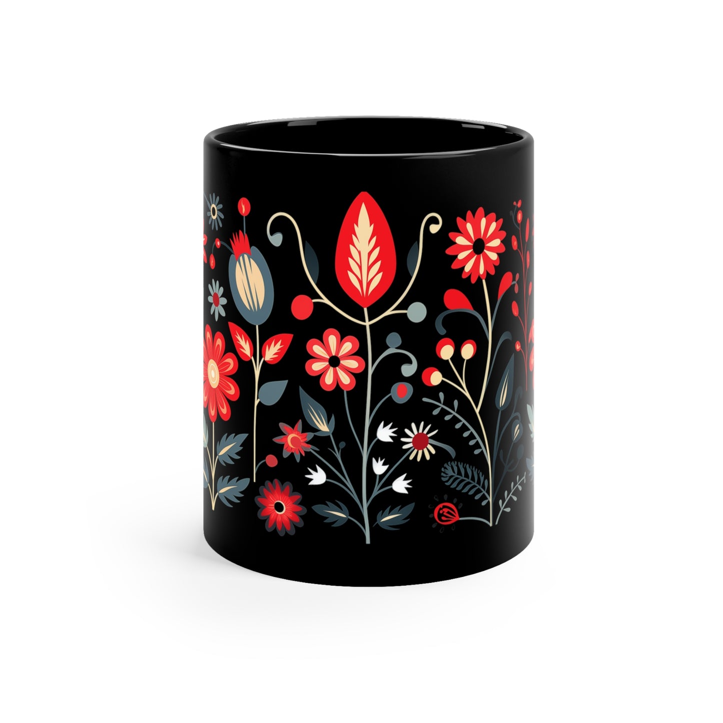 Black Floral Mug