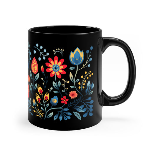 Black Floral Mug 3