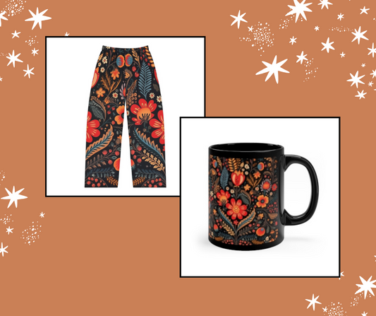 Women's Floral Mug and Pajama Pant Set